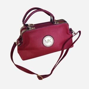 Michael Kors Faux Leather Satchel Bag with Top Handles & Crossbody Strap